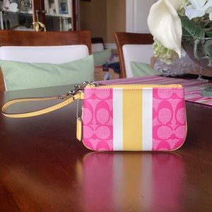 Coach Pink & Yellow Wristlet